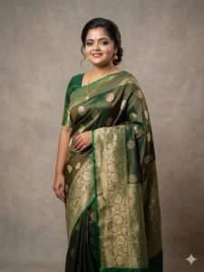 Dual Tone Green Katan Silk Saree