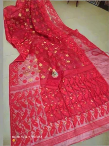 Red and Gold Dhakai Jamdani Saree
