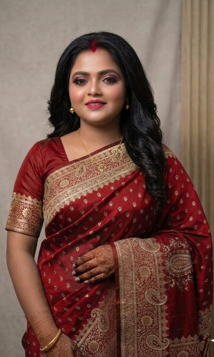 Regal Maroon Katan Silk Saree with Intricate Zari Weaving